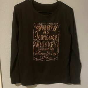 Womens Black Long Sleeve Graphic Tee